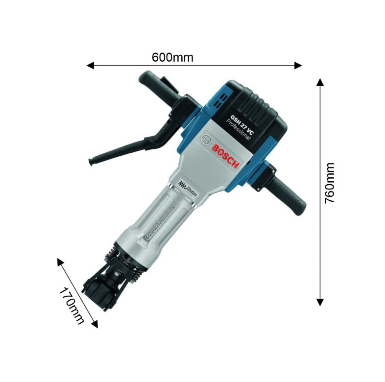Bosch GSH 27 VC Professional Breaker – Ultra Heavy Duty Electric Demolition Hammer with Vibration Control System for Concrete, Asphalt, and Road Breaking Applications